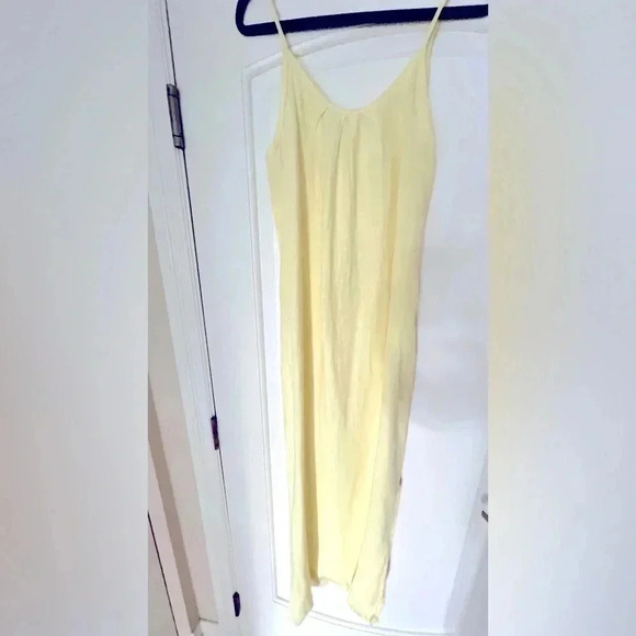 TERZO MILLENNIO PALE YELLOW LINEN MAXI DRESS - Size Small - NWOT - Picture 1 of 4